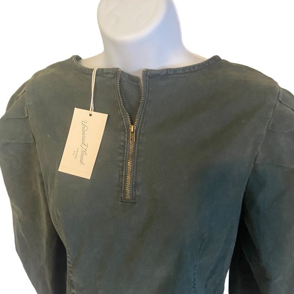 Universal Thread green 3/4 zip puff sleeve new with tags blouse size S - Picture 8 of 8